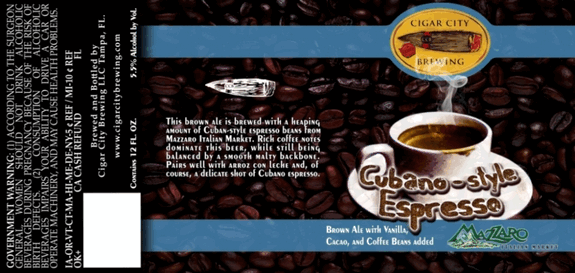 Cigar City Cubano-style Espresso Brown Ale bottle label