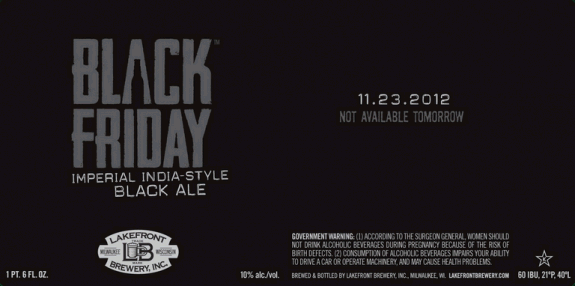 Lakefront Black Friday Imperial India Black Ale