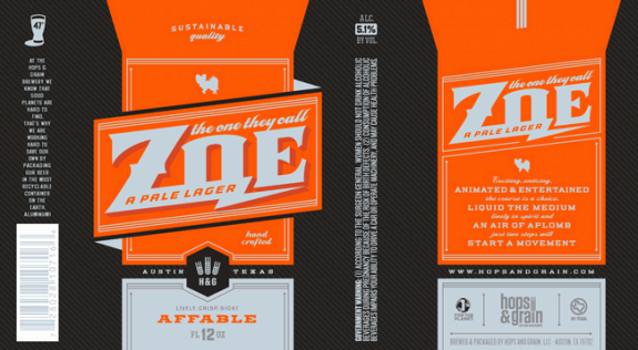 Hops and Grain The One They Call Zoe Lager