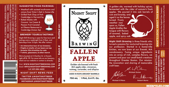 Night Shift Fallen Apple Barrel-Aged Golden Ale label