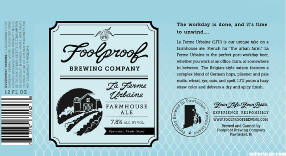 Foolproof La Ferme Urbaine Farmhouse Ale label