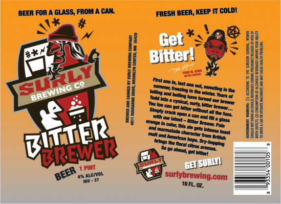 surly bitter brewer label