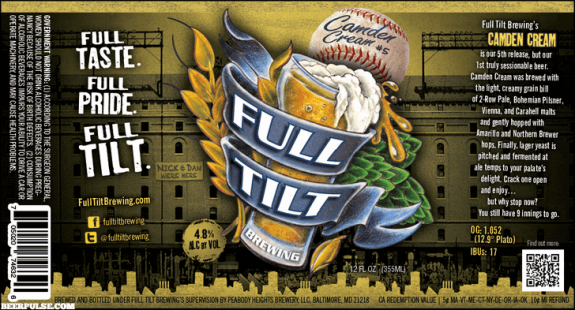 full tilt camden cream ale label