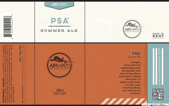 Airways PSA Summer Ale 16oz can beer label