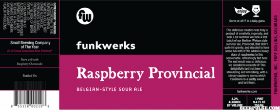 Funkwerks Raspberry Provincial Belgian Sour Ale