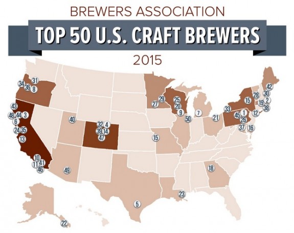Brewers Association Top 50 Map