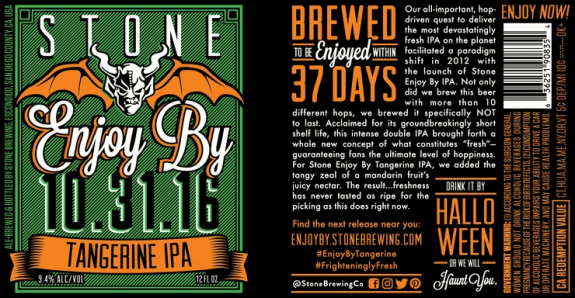Stone Enjoy By 10-31-16 Tangerine IPA label
