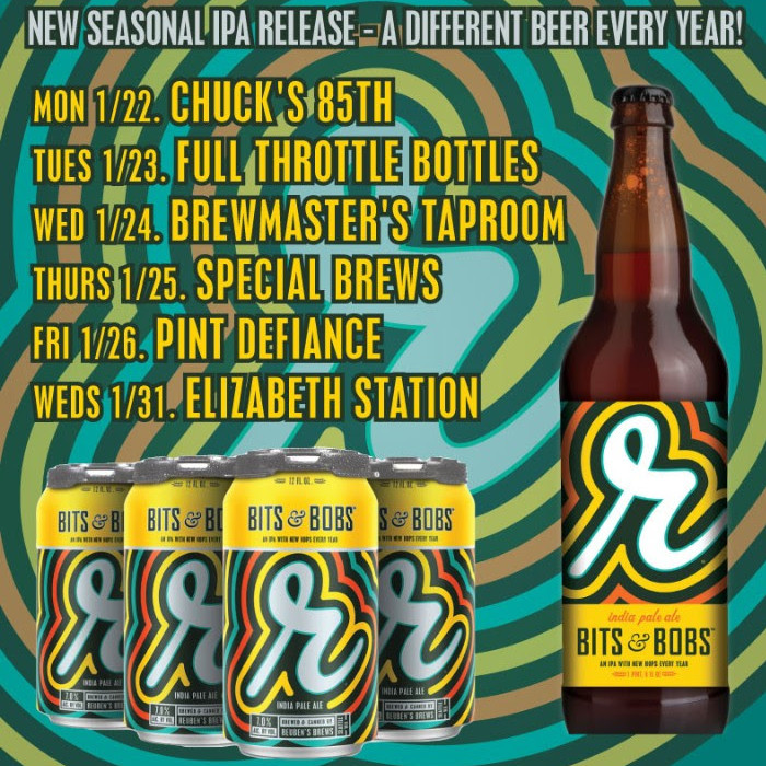 Reuben's Brews Bits and Bobs IPA coming soon, available through April