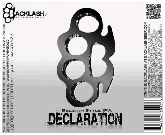Backlash Declaration Belgian Style IPA