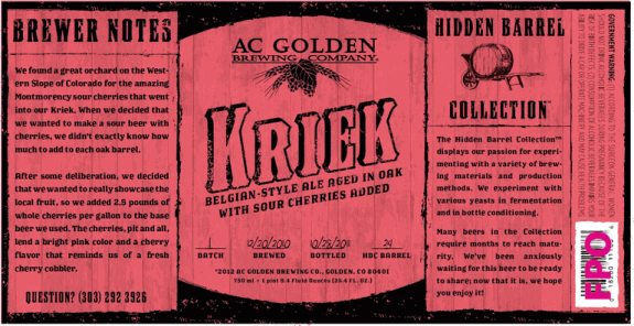ac golden kriek bottle label