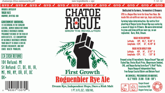 Chatoe Rogue Roguenbier Rye Ale