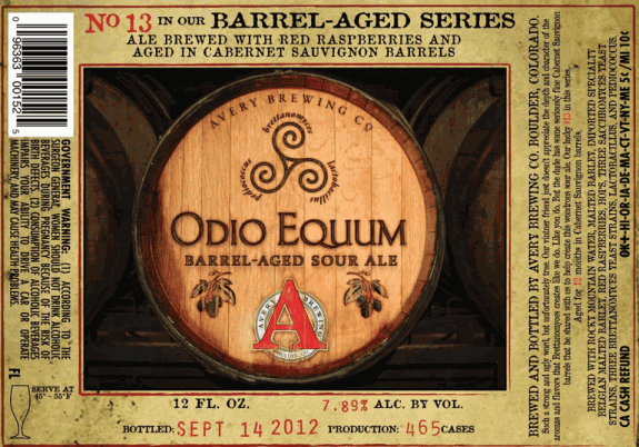 Avery Odio Equum Cabernet Sauvignon Wine Barrel-aged Sour Ale