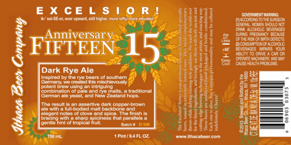 Ithaca Fiteen Anniversary Dark Rye Ale