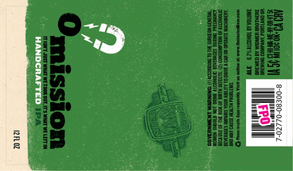 Omission IPA gluten free beer label
