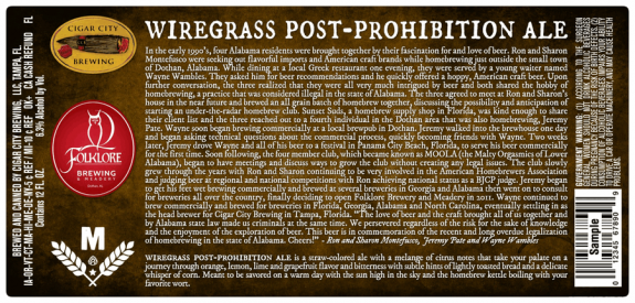Cigar City Wiregrass Post-Prohibition Ale