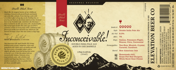 Elevation Inconceivable! Oak Aged Double IPA