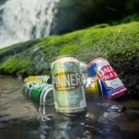 Oskar Blues Brewery cans waterfall