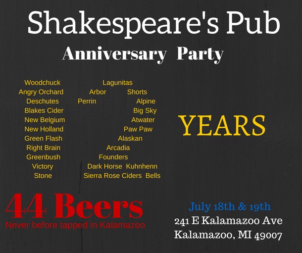shakespeares pub Anniversary email