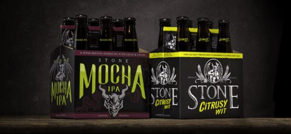 Stone Mocha IPA and Citrusy Wit packages