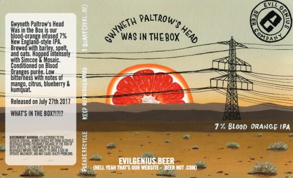Evil Genius Gwyneth Paltrow's Head Was in the Box label BeerPulse